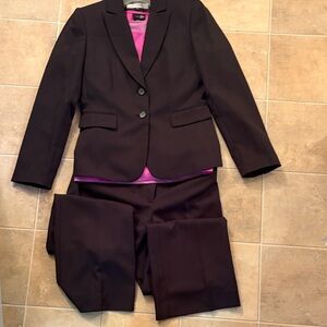 Tahari Black Blazer and Pants with Pink Lining